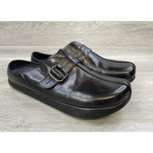 Kaslo Earth Women's Charm Black Leather 8 Comfort Clogs Slip On Buckle Orthotic